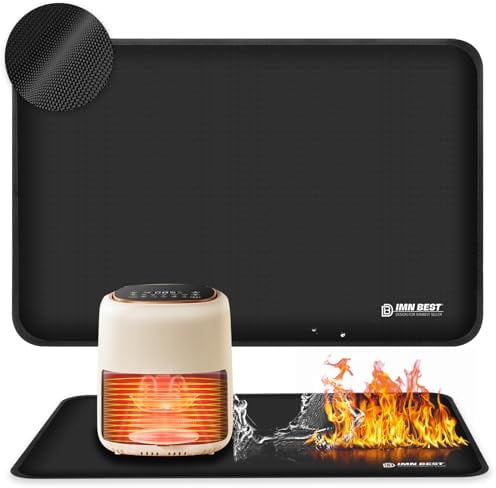 Hitzebeständige Unterlage,Hitzebeständige Matte für Luftfritteuse, 60x 40cm Feuerfeste Unterlage für Küchenarbeitsplatten, Arbeitsplattenschutz, Rutschfest und Wasserdicht