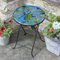 Marco Paul Table de bistrot ronde décorative d'extérieur avec plateau en verre de style classique avec cadre en métal robuste pour terrasse, terrasse, table à boissons, 56 cm (paon)