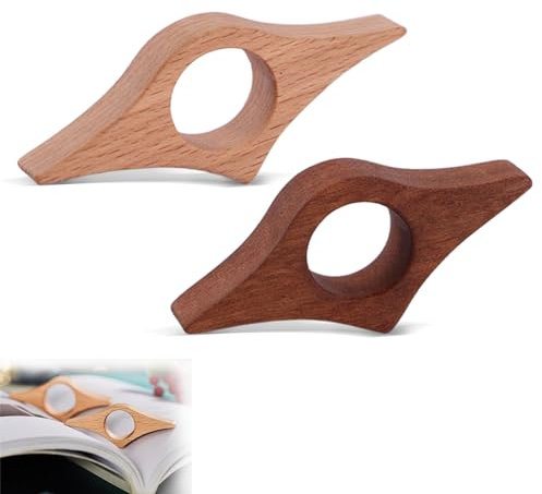 Buchseitenhalter, 2 Stück Daumen Buchhalter 8.5×1.5cm, Buch Zubehör aus Walnuss Holz Lesezubehör Geschenke Geschenke für Leseratten Geschenk für Bücherwurm, Bibliothek Geschenke (Abgerundet)