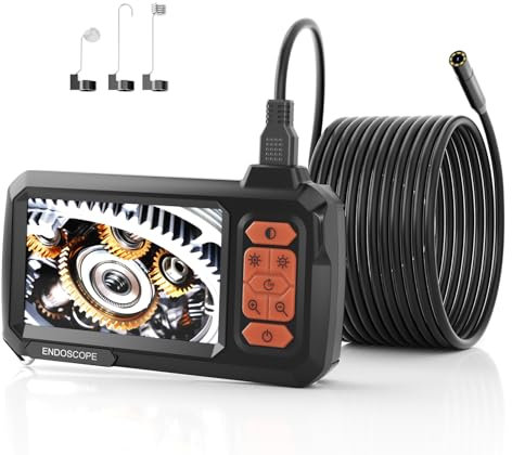 Industrielles Endoskop mit 10M Halbstarres Kabel,4,3 Zoll IPS Bildschirm 1080P HD Endoskop,8mm IP67 wasserdichte Industrielles Inspektionskamera mit 8 LED Leuchten，Keine SD-Karte