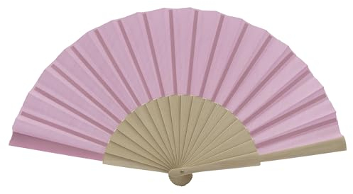 MAPIMANIA - Ventaglio Legno Pieghevole in Tessuto Color Rosa, Ventagli Matrimonio Personalizzati, Ventaglio Giapponese Resistente, Gadget Cerimonia