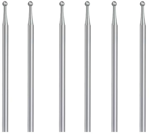Haptufer 6 Pcs Ball Burr Set, 3/32 Inch Shank Sphere Burs Jewelry Carving Bits(2.3mm) Easy to Use