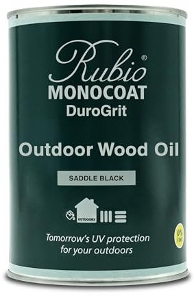Rubio Monocoat DuroGrit Outdoor Wood Oil, Stain & Sealer - Saddle Black | 1 Layer, UV Protection for Deck, Fence & Furniture | 0,5L