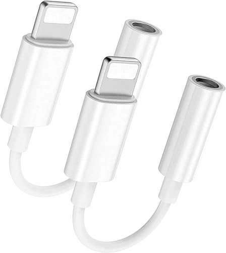 2Pack Adattatore per cuffie per iPhone [Certificato Apple MFi] Lightning a jack da 3,5 mm Cuffie Cavo Aux Audio Dongle Convertitore Compatibile con iPhone 14/14 Plus/13/13Pro/12/11/7/7P/8/8P/X/XS