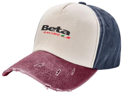 HEBUOUI Sonnenhut Männer Beta Racing Baseball Caps Vintage Distressed Denim Moto Motorrad Snapback Cap für Männer Frauen Outdoor Sommer Hüte Cap Papa Geburtstagsgeschenke
