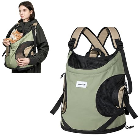 PETCUTE Haustier Front Rucksack,Hunderucksack mit Sicherheitsleine | Verstellbarer,Tragbarer Hunde Rucksack mit Festem Boden,Atmungsaktiv Haustier Rucksack,für Reisen,Wandern