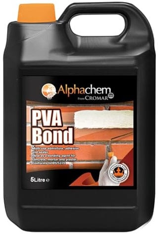 CROMAR AlphaChem PVA Bond | Multi-Purpose Bonding Agent - Concrete & Plaster Additive - General Purpose Adhesive | Rapid Bonding – Improves Adhesion| 5L