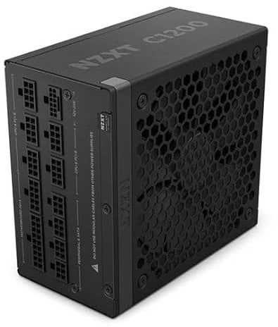 NZXT C1200 Gold ATX 3.1 - Fully Modular Low-Noise PC Gaming Power Supply - 1200 Watts - 80 PLUS Gold - 12V-2x6 Connector - Zero Fan Mode - 100% Japanese Capacitors - Black