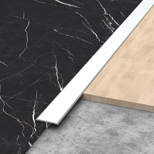 Raouoae Übergangsleiste 3 Stück 100cm Türschwellen Leiste Zierleisten Und Bodenübergangsleisten T Profil Aluminium Für Laminat/Bodenmatte/Teppich Und Fliesen(Weiß,Breite: 6mm)