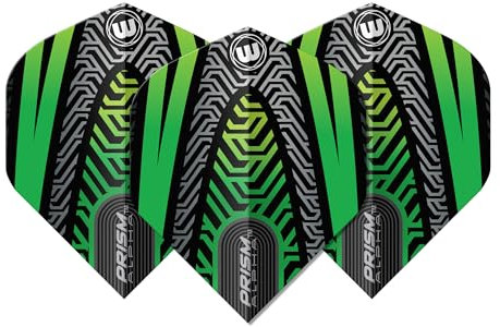 WINMAU Dart Flight - Prism Alpha Extra Thick 100 Micron - 1 Satz pro Packung (insgesamt 3 Dart-Flights) - Professionelles Dart Zubehör - Schwarze und Grün Dart Flüge