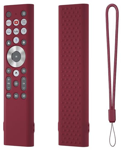 Silicone Remote Case Protective Cover Sleeve for Hisense ERF6A80 ERF6G80H ERF6F80H for Hisense Class A7 U8 Series 4K for Google TV Remote Anti-Slip Soft Skin Protector with Lanyard (Burgundy)