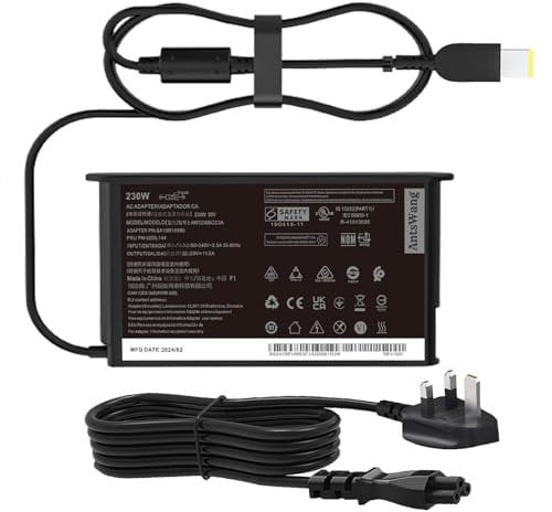 230W 20V 11.5A Laptop Charger Fit for Lenovo Legion 5 7 Y520-15 Y540 Y730 Y7000 Y7000P Y9000K AC Adapter Thinkpad P51 P52 P53 P70 P71 P72 P73 ADL230NLC3A ADL230NDC3A Power Supply Cord