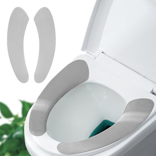 Dünne und warme Toilettensitzabdeckung Pad - selbstklebend, verstellbar und zuschneidbar, bequem und leicht zu reinigen, perfekt für Badezimmer zu Hause (Grau)