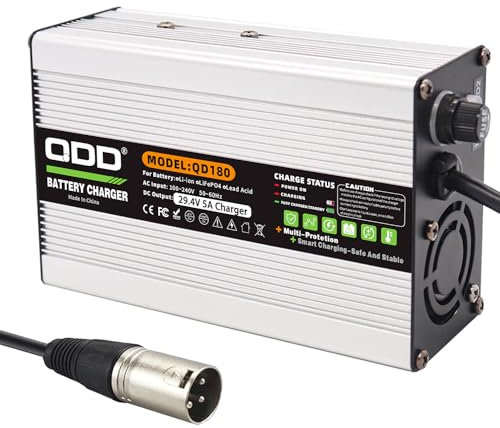 QDD - Adaptador de corriente (29,4 V, 5 A, para bicicleta eléctrica, Scooter de movilidad, cargador de batería de litio, 24 V, 25,9 V, conector XLR de 3 pines