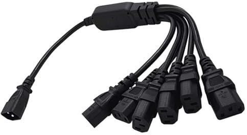 LIbgiubhy Cable alargador de corriente flexible PDU Computer C14 hasta 6 x C13, cable de extensión de corriente para varios dispositivos, 60 cm