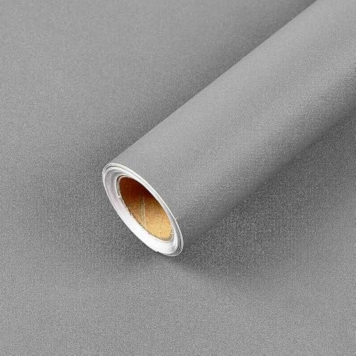 Amaowdc Self Adhesive Wallpaper Grey Peel and Stick Wallpaper Vinyl Wrap for Furniture Sticky Back Plastic Matte Waterproof Removable Paper for Living Room Bedroom Wall 44.5cmx10m