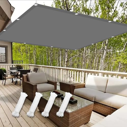 Sonnenschutz Markise 0.5 x 10 m Windabweisend Reißfest UV Schutz Windschutz Überdachung mit Spannseilen mit Ösen für Garten Terrasse Outdoor Camping, Hellgrau
