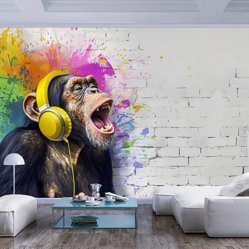 JIAOQSS Mural Wallpaper Photo Poster Colorful Watercolor Animal Gorilla Bricks Kindergarten Childre Border Hotels Paintings Child Early Education Center Study Removable Panorama
