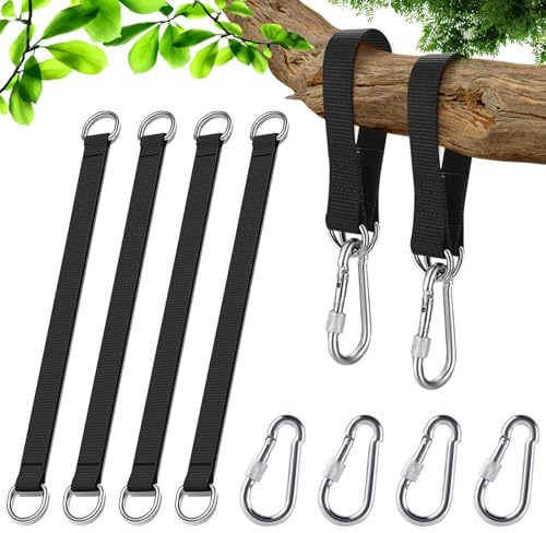 Schaukel Befestigung, 4 Stück Hängematte Befestigung Aufhängung Gurt Kit, 50 x 2,5cm Hängematten Befestigung, Hängematte Befestigungsset mit 4 Schlaufenschnallen, Schaukel Befestigung Baum Gurt Balken