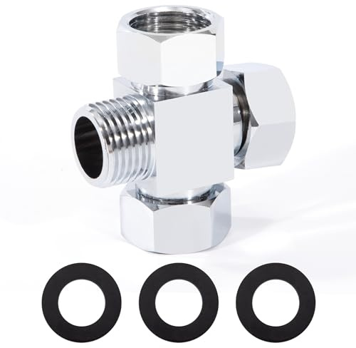 Adattatore per Deviatore Dell'acqua, 4 Vie Connettore per Tubo Flessibile G1/2 per Valvola Angolare, Bracci Doccia, Spruzzatore per WC, Raccordi per Tubi Flessibili