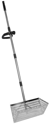 NJIEzhao Rastrello per Pulci di Sabbia Strumento setaccio for Sabbia da Spiaggia in Acciaio al Carbonio Staccabile con Paletta for la Raccolta di Conchiglie e Caccia Tesoro in Metallo Portatile