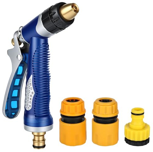 XCWTBL Garden Hose Spray Gun with Full Brass Nozzle 100% Heavy Duty Metal Water Gun Sprinkler High Pressure Water Hose Pipe Spray Garden Watering Attachment Set for Plants Watering,Car Washing