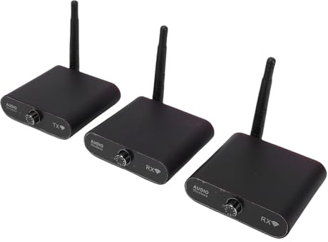 OPPWONG Set Trasmettitore e Ricevitore Wireless da 2,4 GHz, Kit Adattatore HiFi con Ritardo Zero a Lungo Raggio da 100 M con 2 Ricevitori, Ideale per TV, Altoparlante, PC