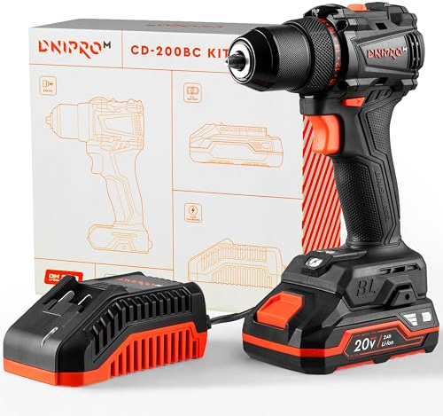 Taladro Atornillador Dnipro-M CD-200BC KIT 20V 50Nm, con Batería 2Ah | Par máximo de 50 Nm, 20+1 ajustes de torque │ Portabrocas metálico de 13 mm │ Incluye caja de almacenamiento resistente