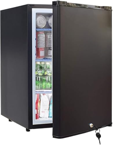 SMETA 12v Kühlschrank 50L, Camping Kühlschrank 12V 230V, Absorber Kühlschrank Wohnmobil für Wohnwagen, Camping, Auto, LKW, Lautlos 0dB, Schwarz mit Schloss