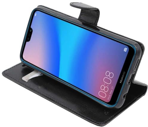 ebestStar - Cover Compatibile con Huawei P20 Lite Custodia Portafoglio Pelle PU Protezione Libro Flip, Nero [Apparecchio: 148.6 x 71.2 x 7.4mm, 5.84'']