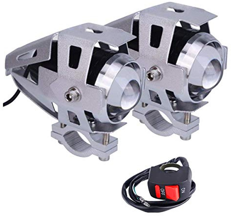 2 x U5 motorcykelstrålkastare, 1200 LM 6500 K LED strålkastare för DRL-strålkastare med helljus/halvljus/blixt 3 modeller med på/av-strömbrytare svart färg