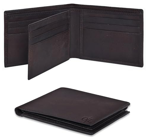 Genuine Leather Wallet Bifold - RFID Slim Thin Compact Men Card Holder Gift