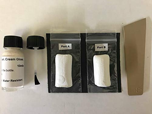 Cream Floor & Wall Porcelain Baths, Sinks, Toilets & Shower Trays Epoxy Repair Putty Kit - Repairs Chips, Holes & Deep Cracks.