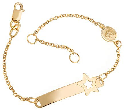 Kinder / Baby ID-Armband Star Engel I Taufarmband 375 Gold Länge von 12-16cm inklusive Gravur