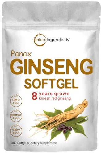 Micro Ingredients Red Panax Ginseng Supplement 300 Softgels | High Potency Korean Ginseng Root Extract| Supports Energy & Immune Health | Non-GMO*