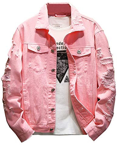 Kedera Veste en Jean à Boutons pour Homme - Rose - Taille M