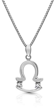 AMITSCHI® Sternzeichen-Kette aus 925 Sterling Silber - [verstellbare Sternzeichenkette für Damen] Perfekte Geschenkidee - Einzigartiges Sternzeichen Design - Waage 24. September - 23. Oktober