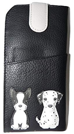 Mala Leather 5156 65 Brillenetui für Hunde, weiches Leder, breite Lasche, Schwarz , 42