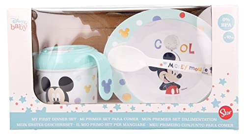 Stor8412497130078Capacitación Taza Cuenco y Cuchara 3-Piezas Juego, Genial Como Mickey