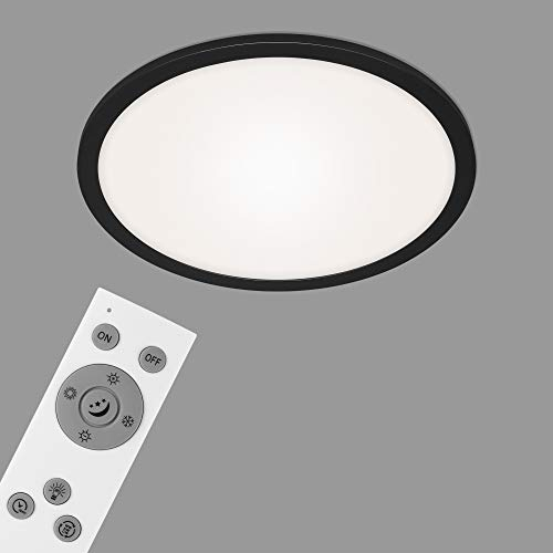 Briloner Leuchten - LED Panel, Deckenleuchte dimmbar, inkl. Fernbedienung, Farbtemperatursteuerung, Nachtlicht, 24 Watt, 2.200 Lumen, Weiß-Schwarz, Ø40cm, 7168-015