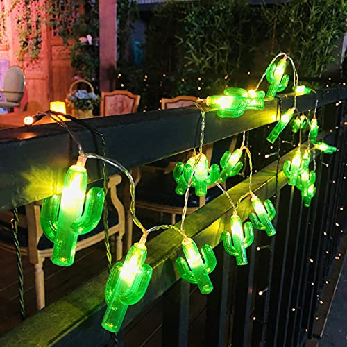 Riaxuebiy Artificielle LED Chili Allumée Guirlandes Lumineuses Cactus par a Pile Fruit Légume Lumière avec Chili Rouges pour Noël Halloween Fête Decor (B-Cactus, 10m/80led)