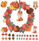 DKINY 8 Stück Herbst Kränze Bastelsets für Kinder, Kunst und Bastelhandwerk für Kinder zum Dekoration, Kreativ Eichhörnchen Igel Eule Fuchs mit Herbstlaub Türkranz Wandkranz, Hängende Deko in Herbst