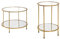Haku Möbel Mesa Auxiliar, Espejo, Cristal Transparente de Seguridad, Dorado, Ø 60 x 45 cm + Mesa Auxiliar, Tubo de Acero, Dorado, Ø 38 x 55 cm