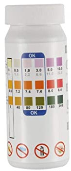 Bandes d'essai d'eau de 50 pcs Bandes de test de piscine 3 en 1 pour essai de qualité de l'eau PH de chlore résiduel, alcalinité totale, bandelettes de test SPAS