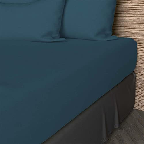 Soleil d'ocre, Fitted Sheet, Cotton 57 Threads, Duck Egg Blue, 140 x 200 cm