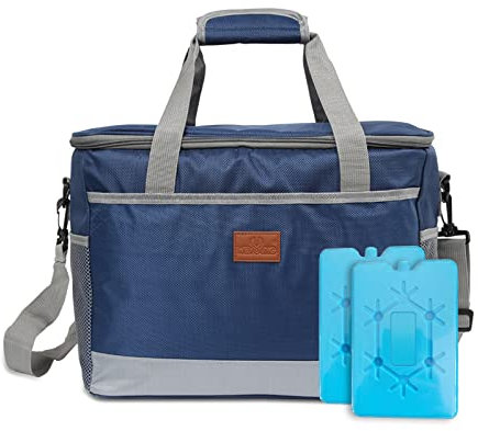 Jiubiaz 15L Kühltasche Faltbar Kühlkorb Kühlbox mit Kühlakku Wasserdicht lunchtasche Thermotasche Picknicktasche für Lebensmitteltransport,Picknickkorb, Blau