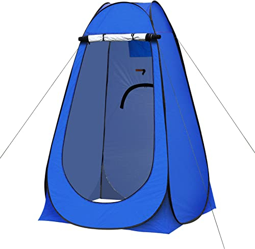 TUKAILAi Pop Up Toilet Tent Shower Privacy Tent for Camping Privacy Outdoor Changing Room,Portable Privacy Shelter with Additional Storage and Carrying Bag Blue