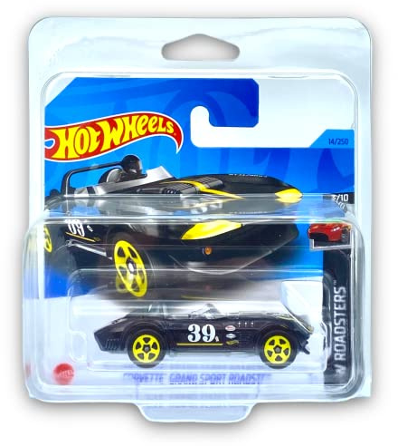 Hot Wheels Corvette Grand Sport Roadster (Black) 3/10 HW Roadsters 2023-14/250 (Short Card) - COMES IN A KLAS CAR KEEPER PROTECTIVE COLLECTORS CASE - HKH38