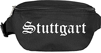 Stuttgart Bauchtasche - Altdeutsch Bedruckt - Gürteltasche Hipbag Schwarz