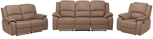 Vente-unique-Couchgarnitur Relax 3+2+1 - Microfaser - Taupe - Hernani